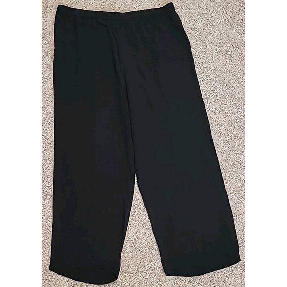 Eileen Fisher Womens Pants Black Size Medium Silk Georgette Crepe Cropped Pant - Picture 2 of 8